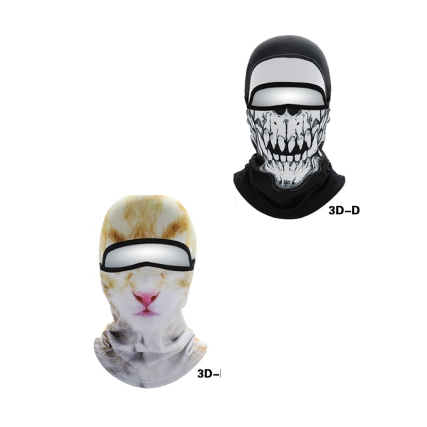 2 stk. Face Gini blødt udstyr 3D dyremaske Hjelm maske kold beskyttelse