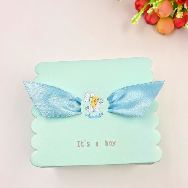50 x Blue Baby Boy Baby Shower Favor Boxes presentask för Macaron C