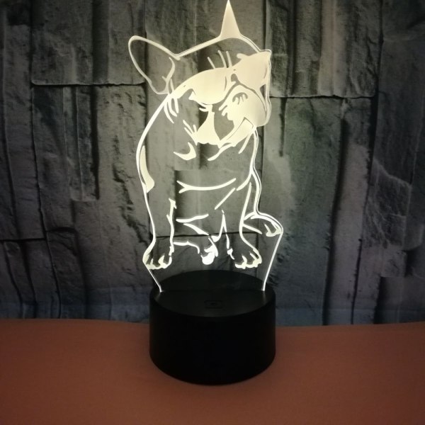 1 st 3D LED-lampa med fjärrkontroll hundljus med 7 färgskiftning