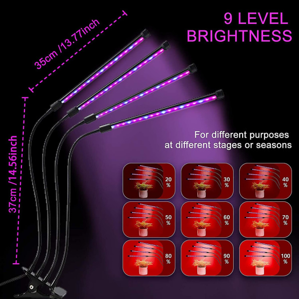 Plantevarmelampe Plante Fyldlys 4 Clip Vækstlampe Rød Og Bl
