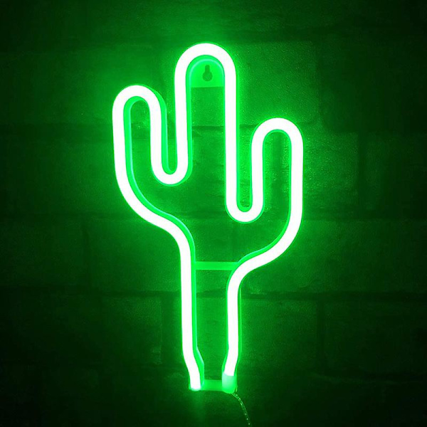 Kaktus Neon Skylt USB/Batteridriven, Akryl Väggdekor, Dekorativ Stämningsbelysning