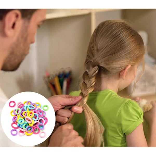 100 st elastiska hårband, färgglada mini mjuka hästsvansband flerfärgade H
