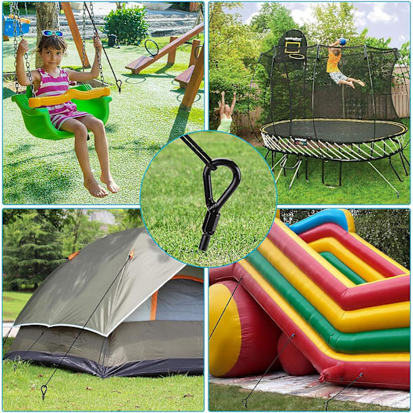 Markankare i 2-pack, 38 cm långa, kraftiga markankare, perfekta för tält, paviljonger, skydd, studsmattor och gungor