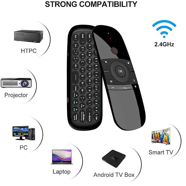 Universell TV-fjärrkontroll Air Mouse, trådlöst tangentbord Fly Mouse Connec