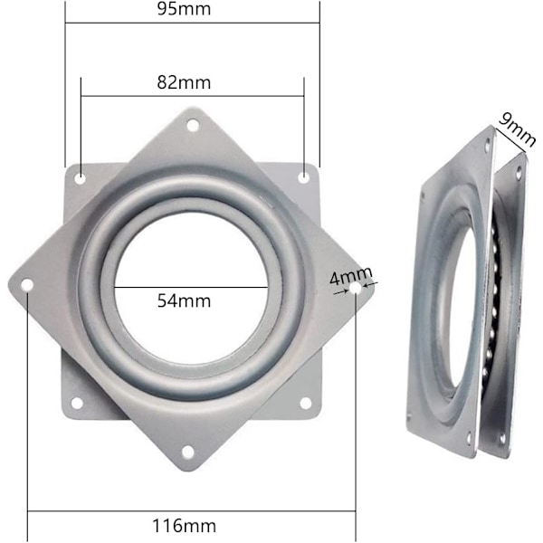 Kullager-svängplatta, Svängplatta, Svängbas, 360° Rotations-platta, Metall