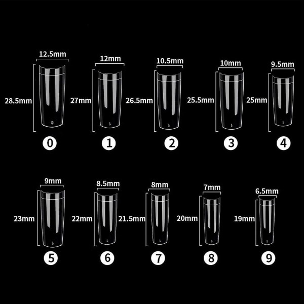 500 kappaletta tekonkynsiä ja kärkisarja kynsien koristeluun luonnollinen ranskalainen