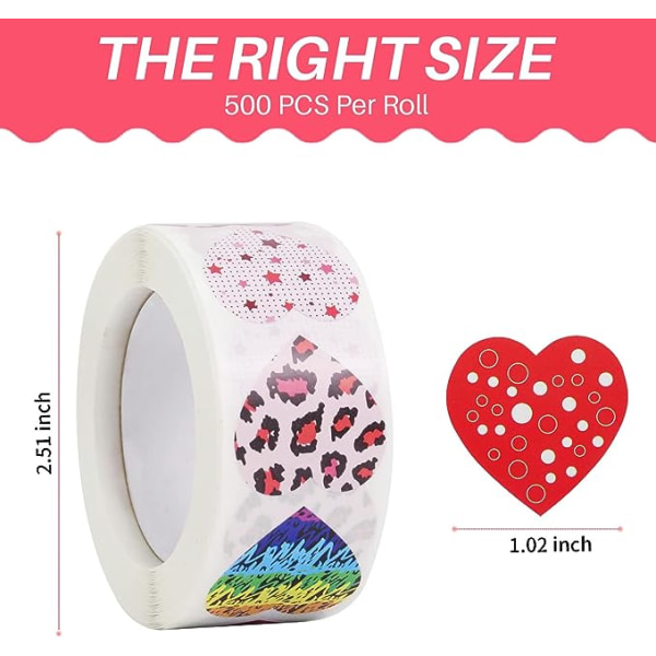 1000 st färgglada kärlekshjärta motiverande klistermärken för barn (1 tum