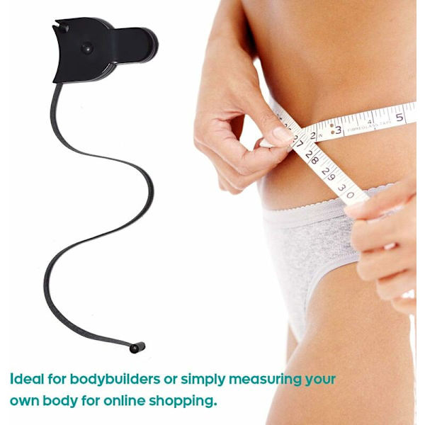 Kroppsmåttband, 150 cm/60 tum svart infällbart måttband