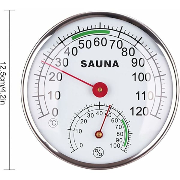 Digital hygrometer termometer, rostfritt stål 2 i 1 basturum hygrometer termometer 0-120℃, inomhustemperatur och luftfuktighetsmätning, 1 st