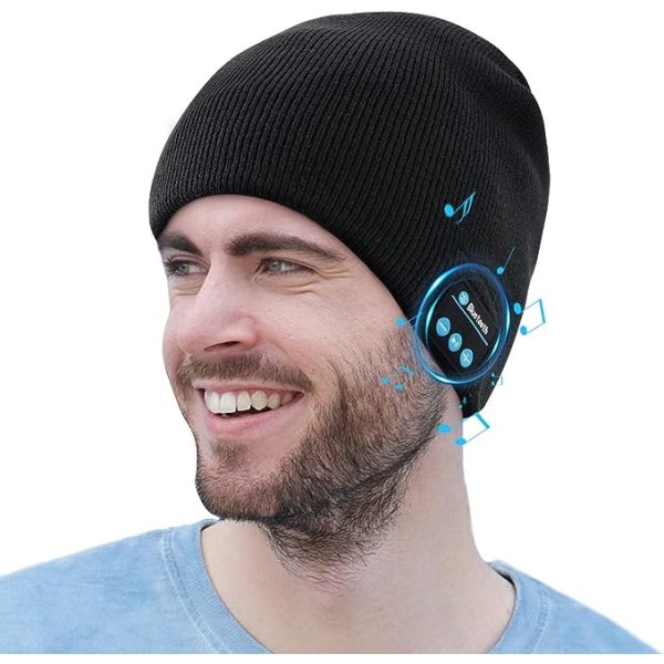 Bluetooth 5.0 trådløse hodetelefoner strikke lue for vinter holder varmen
