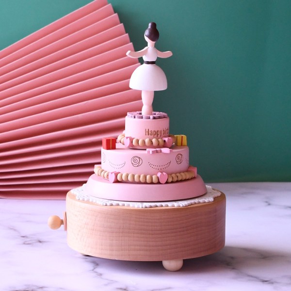 Creative Music Box Dancing Cake - Wooden Music Box Model Ornament