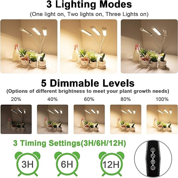 Växtlampa för inomhusbruk, ny 315 LED-odlingslampa, AUTO-timer