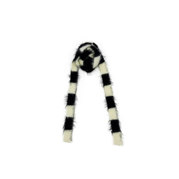Y2k Randig Halsduk Lång Smal Fuzzy Näsduk Bälte Fluffy Scarv