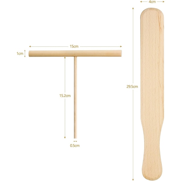 4 stk. crêpespreder, 15 cm crêpespredersett og 30 cm stekespade