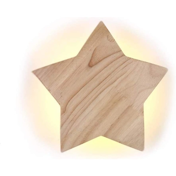 Led Wood Star Vegglampe Modern Creative Cartoon Vegglampe Night L