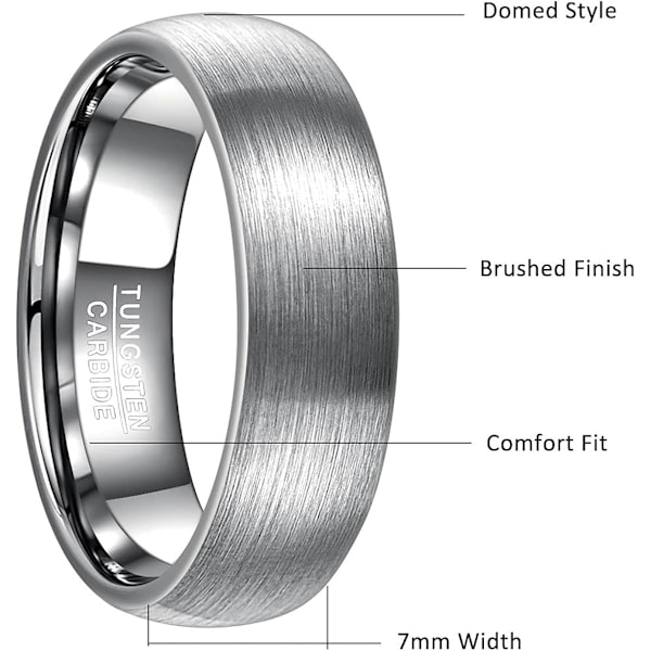 7/8mm Silver White Herr/Dam Ring Mönsterlös Tungsten Enkel Ring Matt