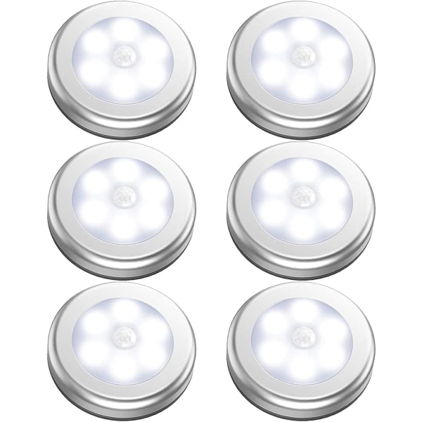 6-pack batteridrivna rörelsesensorlampor för inomhus, LED Clos