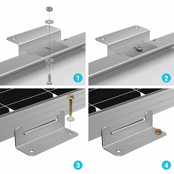 4 enheter per sett solcellepanel montering Z-braketter, solcellepanel montering brakett