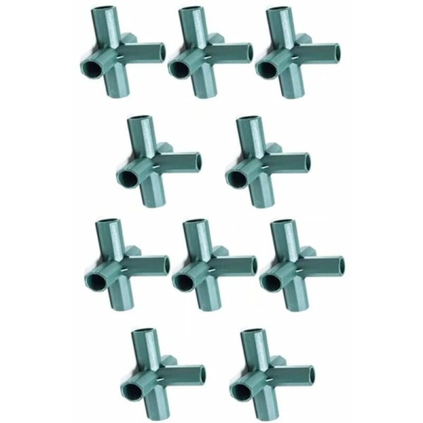 10-pack 16mm växthusramkopplingar, 5-vägs PVC-hörnkopplingar