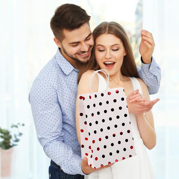 20 st Bronzing Polka Dots Mönster Kraftpapperspåse Återvinningsbara Presentpåsar med