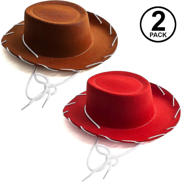 2-delad cowboyhatt för barn - bruna och röda cowboyhattar för barn