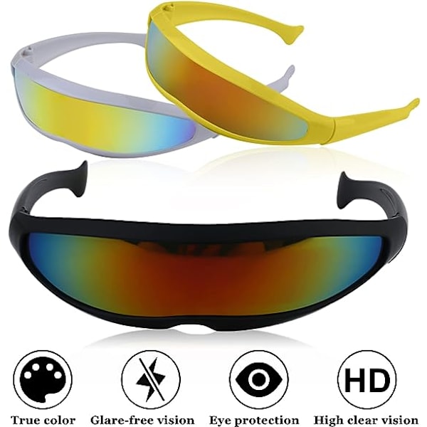Futuristiska glasögon - 3 st rymdsolglasögon Alien glasögon set, Fu
