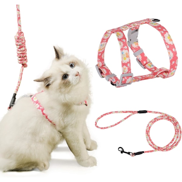 Cat Harness Leash Adjustable Harness and 150CM Rope Leash for Cat Safety Wa