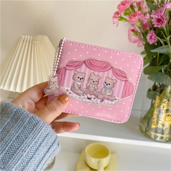 2 Pcs Kawaii Bear Wallet Cute Cartoon Card Holder Small Purse