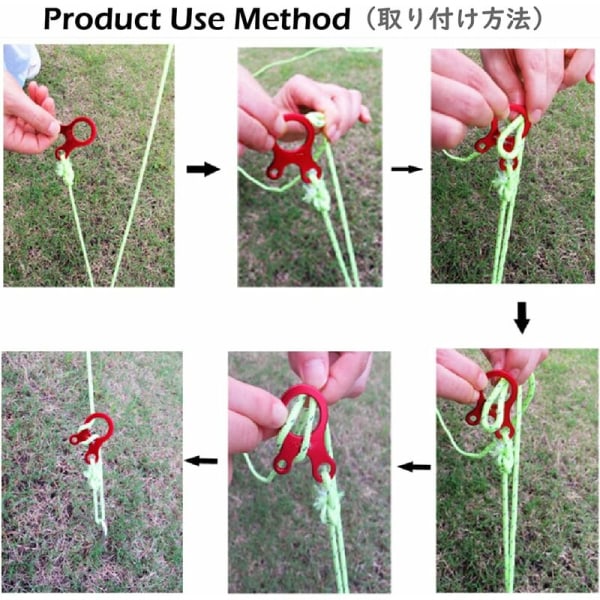 Tauverkstrammer i aluminiumlegering, campingstrammerkrok, slitesterk, sklisikker taujusterer for teltpresenning, fotturer, camping, rød (snegledesign) - 12 stk.