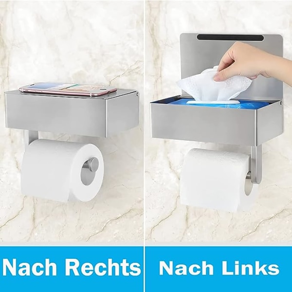Toalettpappershållare med våtservetter Box Rostfritt Stål Ingen Drillin