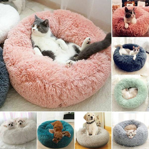 1 st Lyxig Shag Varm Fluffig Husdjurssäng Hund Valp Kattunge Päls Donut Cu