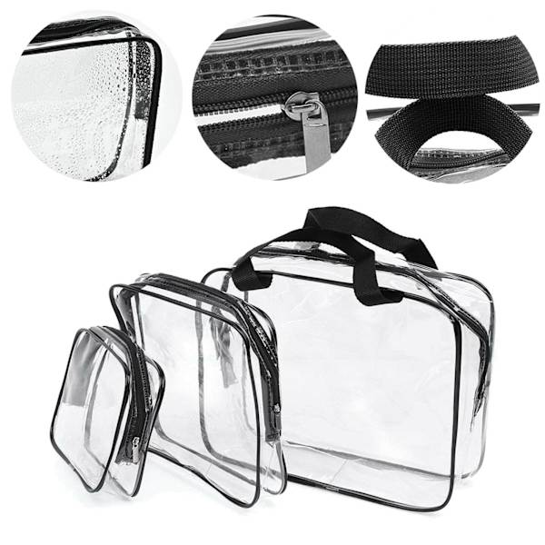 Transparent kosmetisk väska, 3 stycken