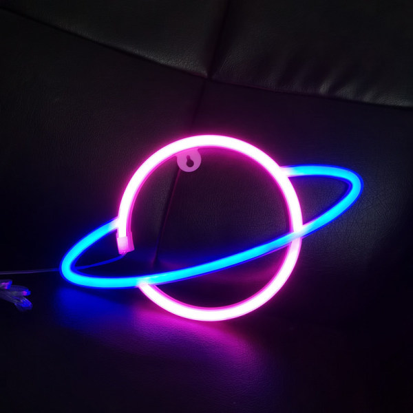 Planet Neon Skilte, Batteri Neon Light Lampe Led Nattelys (Pink