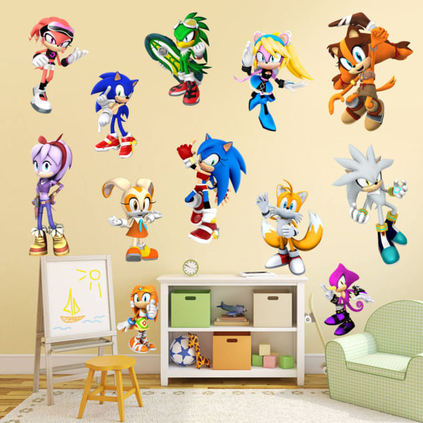 Sonic Hedgehog Game Väggdekor Pojkrum PVC Graffiti Decoratio