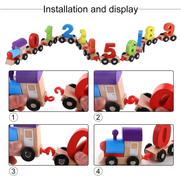 11 PCS Togsett, Tretøyleke Nummerformtog Tidlig Læring