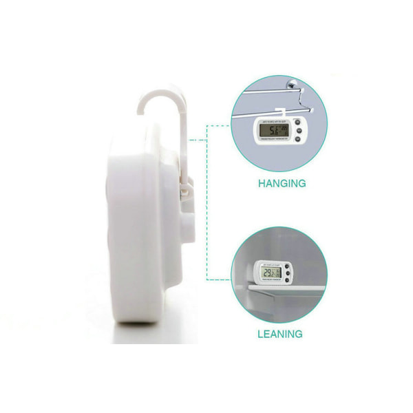 Triomphe Elektronisk Termometer til Køkkenkøleskab, Fugtsikker og Vandtæt, Opgraderet Version med Magnet og Hvid Krog (-20 - 50℃)