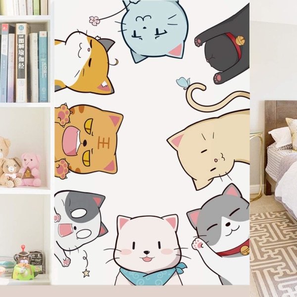 Kitten seinätarrat, anime lastenhuoneen seinätaide, baby seinämaalaukset, d