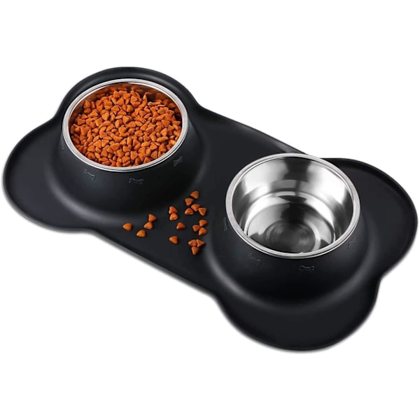 Non-Slip Dog and Cat Bowl Stainless Steel Double Dog Bowl with Anti-Spill S