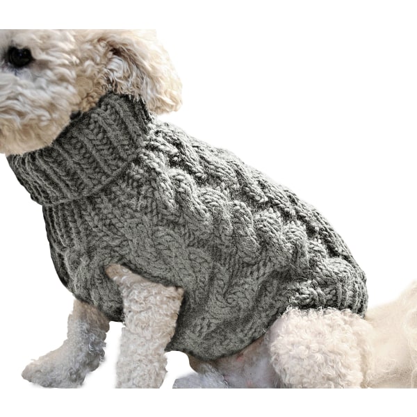 Stickad hundjacka med turtleneck, kläder för sällskapshundar (small eller medium