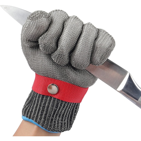 Anti-Cut Handske, Havearbejds Handsker, Rustfrit Stålnet, Arbejdshandske til Slagteri, Træskulptur, Slagter (Størrelse S, 235cm)