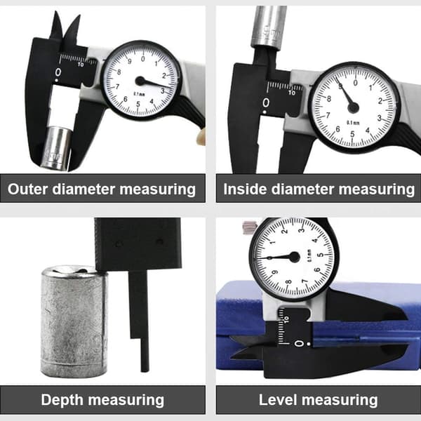 150mm/6 tommer urskive plastik caliper måle gauge mikrometer måler