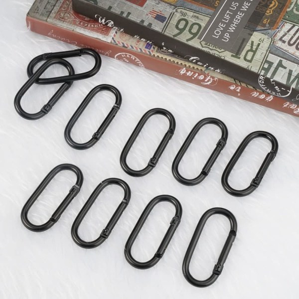 10 st karbinhake, 2,4 cm*5 cm liten svart karbinhake, svart aluminium