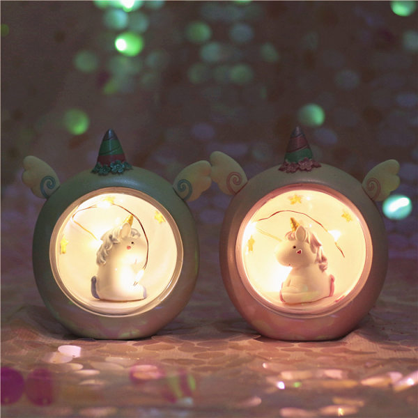 Harts Resin Unicorn Nattlampa Sovrum Bordsskiva Prydnad Heminredning
