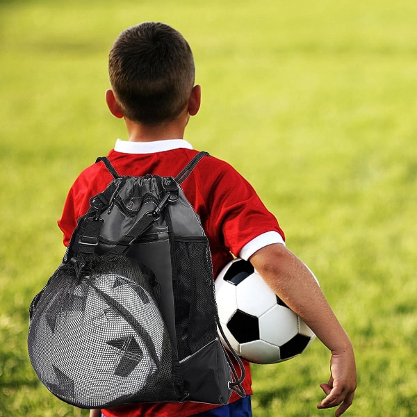 Fotbollsväska med dragsko för pojkar, hopfällbar gymväska för basketryggsäck