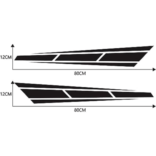 2 stk. bilpanser karosseri stripe klistremerke, Universal PVC panser stripe grafisk klistremerke eksteriør klistremerke side stripe for de fleste kjøretøy, svart