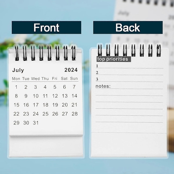 Mini Skrivbords kalender, från juli 2024 till december 2025 Mini Stående Kalender