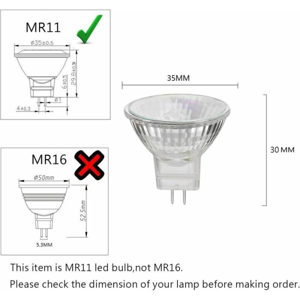 MR11 12V 35W halogenlamper GU4 spot base 2800K varm hvid, dæmpbar