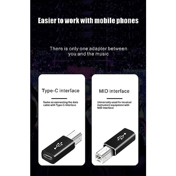 USB C till USB B-adapter (2-pack), kompatibel med skrivare, MIDI,