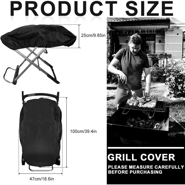 BBQ Grill Cover, Heavy Duty Portable Grill Cover Black BBQ Grill