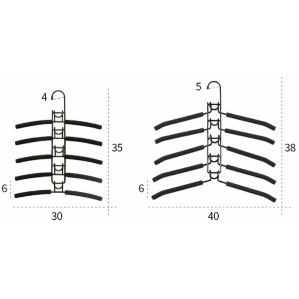 Metal Hangers, 5 in 1 Multiple Non-Slip Space Saving Hanger, for